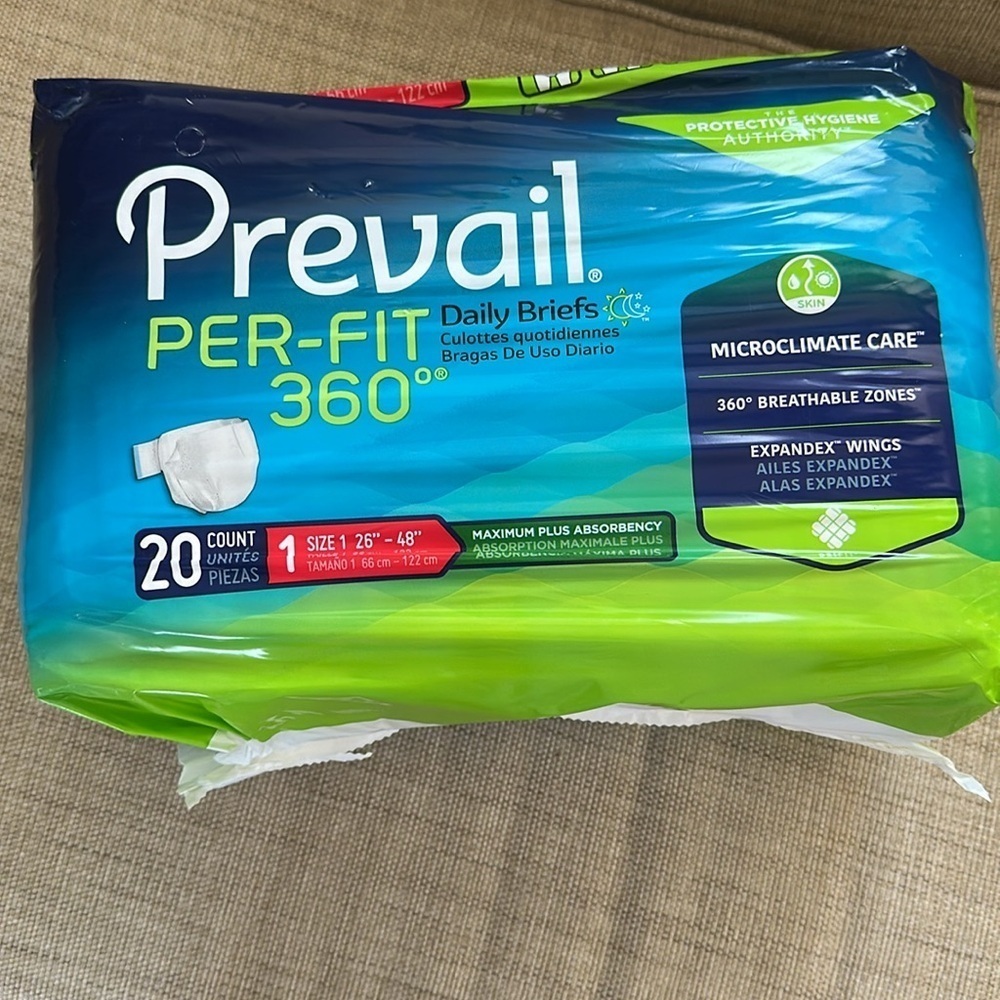 Unopened Pack Prevail Per-Fit 360 20 Pack Daily Brief Maximum Plus Incontinence